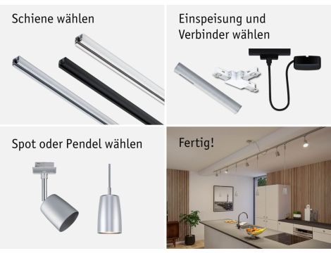 Przewód zasilający URail SH Zigbee 1m max.100W 230V chrom mat / tworzywo sztuczne - 5