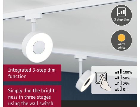 Reflektor na szynoprzewód URail CIRCLE LED 3StepDim 5W 210lm 3000K 230V biały RAL9003 / metal - 6
