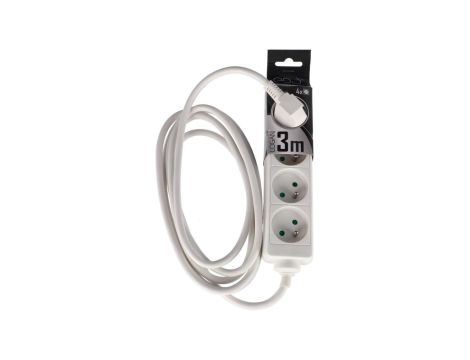 Przedłużacz domowy przenośny LOGAN White 4 - krotny z uziemieniem 3m EDO777555 EDO