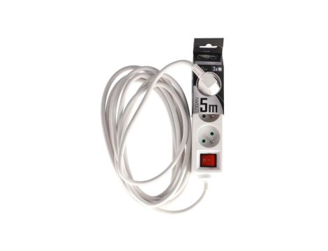 Przedłużacz domowy przenośny LOGAN White 3 - krotny z uziemieniem 5m z włącznikiem EDO777562 EDO