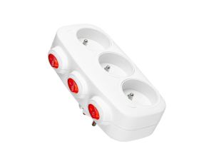 Rozgałęźnik sieciowy 3 gniazda z uziemieniem i wyłącznikami podłużny VA0275 VAYOX