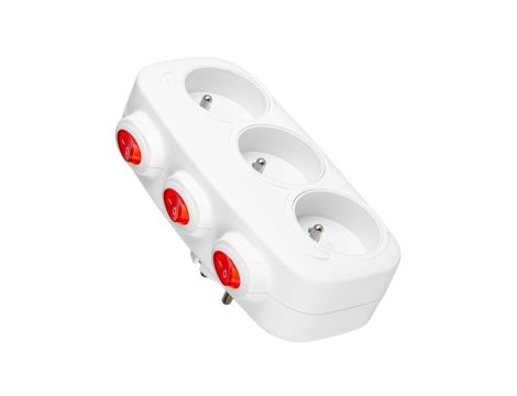 Rozgałęźnik sieciowy 3 gniazda z uziemieniem i wyłącznikami podłużny VA0275 VAYOX