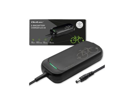 Qoltec Szybka Ładowarka do roweru skutera elektrycznego 36V 42V 2A 5.5*2.5 wodoodporna +kabel zasilający