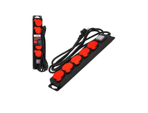 Przedłużacz gumowy listwa zasilająca z wyłącznikiem 3m 5 gniazd SCHMITH