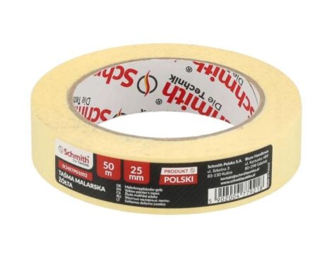Taśma malarska żółta 25mm 50m papierowa ochronna Schmith