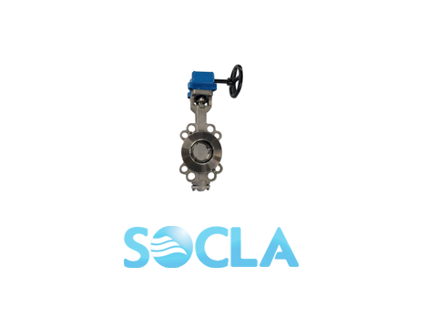 Przepustnica bezkołnierzowa EMARIS z przekładnią ślimakową dysk AISI316 PN10/16/ASA150/25/40 AISI316 DN 250 BAR 25 Socla