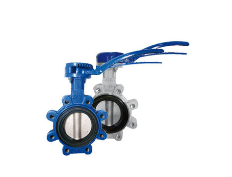 Przepustnica z otworami gwintowanymi SYLAX z napędem ręcznym dźwigniowym dysk AISI316 żeliwo sferoidalne EPDM BAR 16 DN 150 Socla