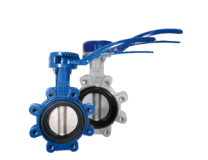 Przepustnica z otworami gwintowanymi SYLAX z napędem ręcznym dźwigniowym dysk AISI316 żeliwo sferoidalne Nitryl BAR 16 DN 100 Socla