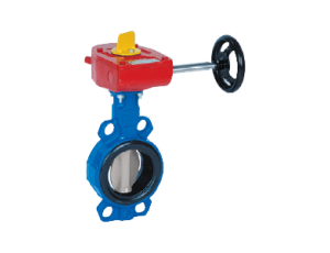 Przepustnica bezkołnierzowa SYLAX FM z przekładnią ślimakową z wył. krańcowymi dysk AISI316 DN 250 Socla