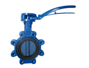 Przepustnica z otworami gwintowanymi SYLAX z napędem ręcznym dźwigniowym dysk GGG40 epoksydowany żeliwo szare Nitryl PN 16 DN 65 Socla