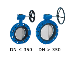 Przepustnica kołnierzowa SYLAX z przekładnią ślimakową dysk AISI316 żeliwo sferoidalne EPDM BAR 16 DN 450 Socla