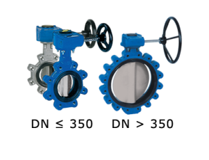 Przepustnica z otworami gwintowanymi SYLAX z przekładnią ślimakową dysk AISI316 żeliwo sferoidalne EPDM BAR 16 DN 50 Socla