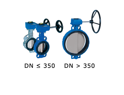 Przepustnica bezkołnierzowa SYLAX z przekładnią ślimakową dysk AISI316 żeliwo szare Nitryl 16 BAR DN 150 Socla