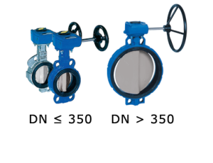 Przepustnica bezkołnierzowa SYLAX-Uranie z przekładnią ślimakową dysk AISI316 NBR 16 BAR DN 32/40 Socla