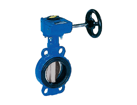 Przepustnica bezkołnierzowa SYLAX z przekładnią ślimakową dysk AISI316 żeliwo sferoidalne Nitryl 10 BAR DN 125 Socla