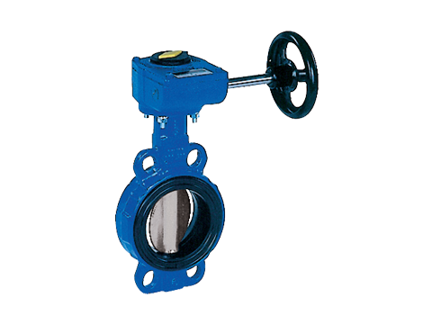 Przepustnica bezkołnierzowa SYLAX z przekładnią ślimakową dysk AISI316 żeliwo sferoidalne Nitryl 20 BAR DN 125 Socla