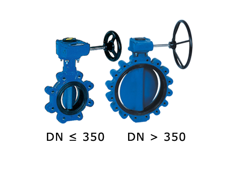 Przepustnica z otworami gwintowanymi SYLAX z przekładnią ślimakową dysk GGG40 epoksydowany żeliwo sferoidalne EPDM BAR 16 DN 400 Socla