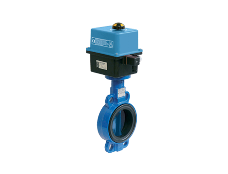 Przepustnica bezkołnierzowa SYLAX z napędem elektr. on/off seria ER+ 24V AC/DC, IP66 dysk GGG40 epoksydowany DN 50 16 BARSocla