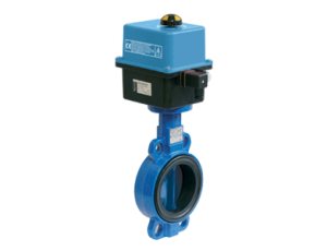 Przepustnica bezkołnierzowa SYLAX z napędem elektr. on/off seria ER+ 230V/50Hz, IP66 dysk GGG40 epoksydowany BAR 6 DN 150 Socla