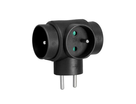 Rozgałęźnik sieciowy 3 gniazda z uziemieniem (T) czarny VA0276B VAYOX