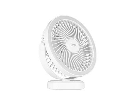 Wentylator biurkowy z akumulatorem i lampką 48xSMD biały VA0338W Vayox