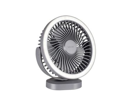 Wentylator biurkowy z akumulatorem i lampką 48xSMD szary VA0338G Vayox