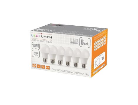 Zestaw 6x żarówka LED A60-AP E27 10W 972lm barwa biała ciepła