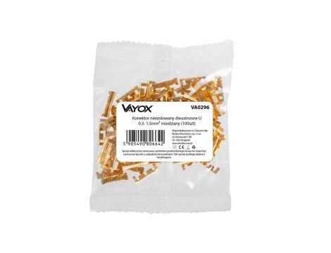 Konektor nieizolowany dwustronne U 0.3 - 1.5mm2 miedziany (100szt.) VA0296 Vayox