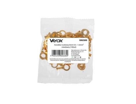 Konektor oczkowy 6mm 0.5 - 1.5mm2 miedziany (100szt.) VA0300 Vayox
