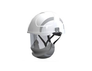 HUBIX SECRA H058S F113.WSE2 Biały hełm elektroizolacyjny, osłona twarzy klasy 2 Box-test, do 20 kV AC / 1,5 kV DC