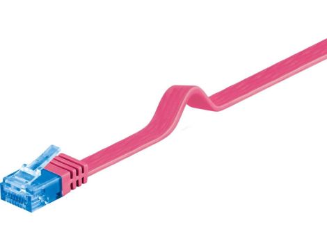 CAT 6A Płaska Kabel połączeniowy,U/UTP, Purpurowy - Długość kabla 0.5 m