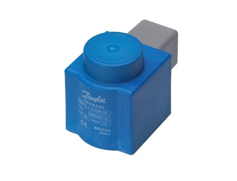 Danfoss Cewka elektromagnetyczna, BE220BS, Styki płaskie DIN, Napięcie zasilania [V] AC: 220, Produkt pakowany pojedyńczo - 018F6189