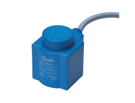 Danfoss Cewka elektromagnetyczna, BF230AS, Przewód, 1.00 m, Napięcie zasilania [V] AC: 220 - 230, Opakowanie zbiorcze dla przemysłu - 018F8201