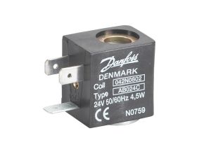 Danfoss Cewka elektromagnetyczna, AB024C, Styki płaskie DIN, Napięcie zasilania [V] AC: 24, Produkt pakowany pojedyńczo - 042N0802