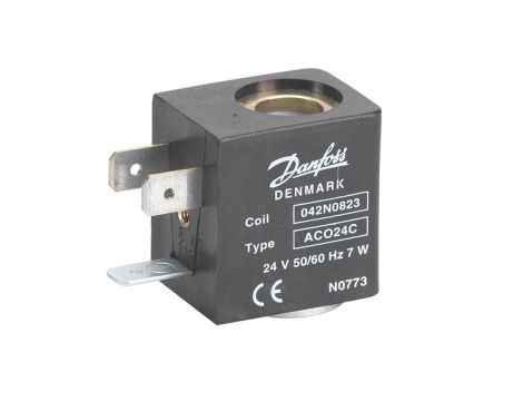 Danfoss Cewka elektromagnetyczna, AC024C, Styki płaskie DIN, Napięcie zasilania [V] AC: 24, Produkt pakowany pojedyńczo - 042N0823