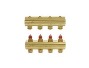 Danfoss Rozdzielacz FHF, Mosiądz, Liczba przyłączy kolektorów ogrzewania [pętle] [Max.]: 4, 10 bar - 088U0504