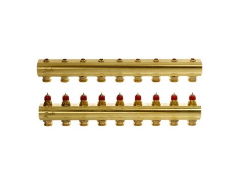 Danfoss Rozdzielacz FHF, Mosiądz, Liczba przyłączy kolektorów ogrzewania [pętle] [Max.]: 9, 10 bar - 088U0509