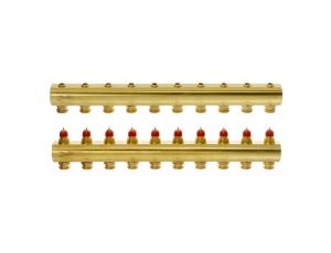 Danfoss Rozdzielacz FHF, Mosiądz, Liczba przyłączy kolektorów ogrzewania [pętle] [Max.]: 10, 10 bar - 088U0510