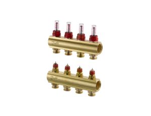 Danfoss Rozdzielacz FHF-F, Mosiądz, Liczba przyłączy kolektorów ogrzewania [pętle] [Max.]: 4, 6 bar - 088U0524