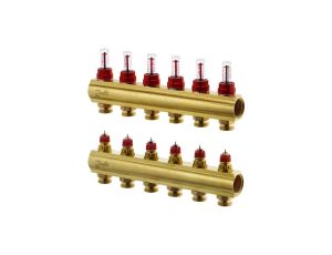 Danfoss Rozdzielacz FHF-F, Mosiądz, Liczba przyłączy kolektorów ogrzewania [pętle] [Max.]: 6, 6 bar - 088U0526