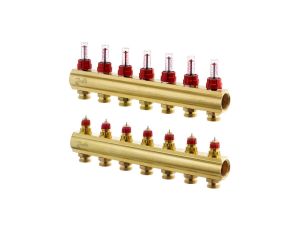 Danfoss Rozdzielacz FHF-F, Mosiądz, Liczba przyłączy kolektorów ogrzewania [pętle] [Max.]: 7, 6 bar - 088U0527