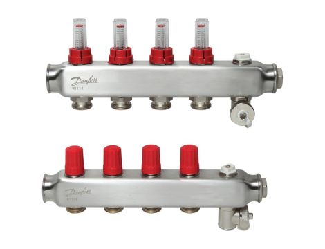 Danfoss Rozdzielacz SSM-F, Stal nierdzewna, Liczba przyłączy kolektorów ogrzewania [pętle] [Max.]: 4, 6 bar - 088U0754