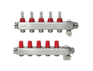 Danfoss Rozdzielacz SSM-F, Stal nierdzewna, Liczba przyłączy kolektorów ogrzewania [pętle] [Max.]: 5, 6 bar - 088U0755