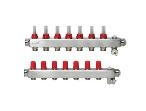 Danfoss Rozdzielacz SSM-F, Stal nierdzewna, Liczba przyłączy kolektorów ogrzewania [pętle] [Max.]: 7, 6 bar - 088U0757
