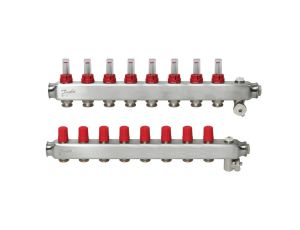 Danfoss Rozdzielacz SSM-F, Stal nierdzewna, Liczba przyłączy kolektorów ogrzewania [pętle] [Max.]: 8, 6 bar - 088U0758