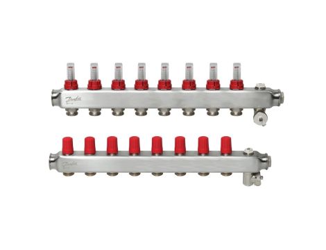 Danfoss Rozdzielacz SSM-F, Stal nierdzewna, Liczba przyłączy kolektorów ogrzewania [pętle] [Max.]: 8, 6 bar - 088U0758