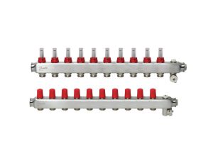 Danfoss Rozdzielacz SSM-F, Stal nierdzewna, Liczba przyłączy kolektorów ogrzewania [pętle] [Max.]: 10, 6 bar - 088U0760