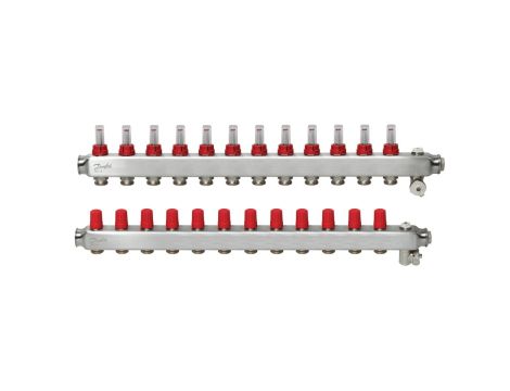 Danfoss Rozdzielacz SSM-F, Stal nierdzewna, Liczba przyłączy kolektorów ogrzewania [pętle] [Max.]: 12, 6 bar - 088U0762