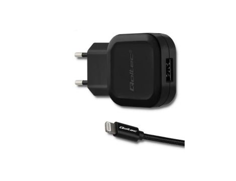 Qoltec Ładowarka sieciowa 12W 5V 2.4A + Lightning MFI Wzmocniony 1.5m Czarny