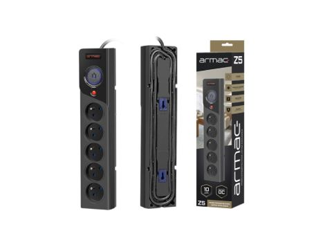 Przedłużacz przeciwprzepięciowy 5-gniazd z/u ARMAC Z5 1,5m czarna /organizer kabla/